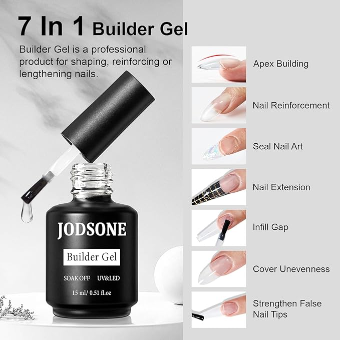 JODSONE 15ML Base Coat Top Coat and Builder Gel 3 PCS Gel Polish for Salon and Home Use-Velvo Beauty