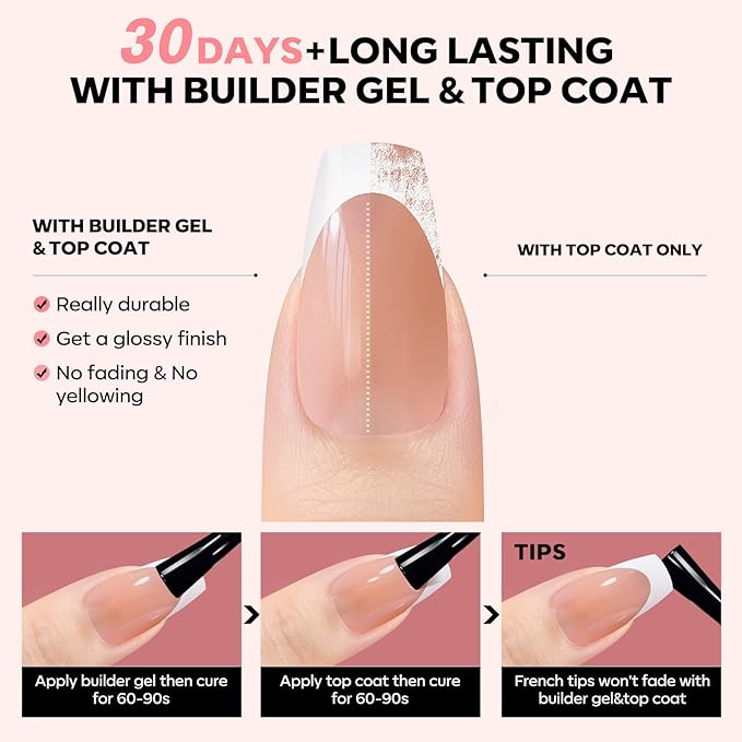 modelones French Tip Press on Nails, 150Pcs Short Coffin Fake Nails with Nail Box, Deep Nude Gel Nail Tips for Women, Soft Glue-On Nails for Natural Salon Look, DIY Nail Art Kit (15 Sizes)-Velvo Beauty