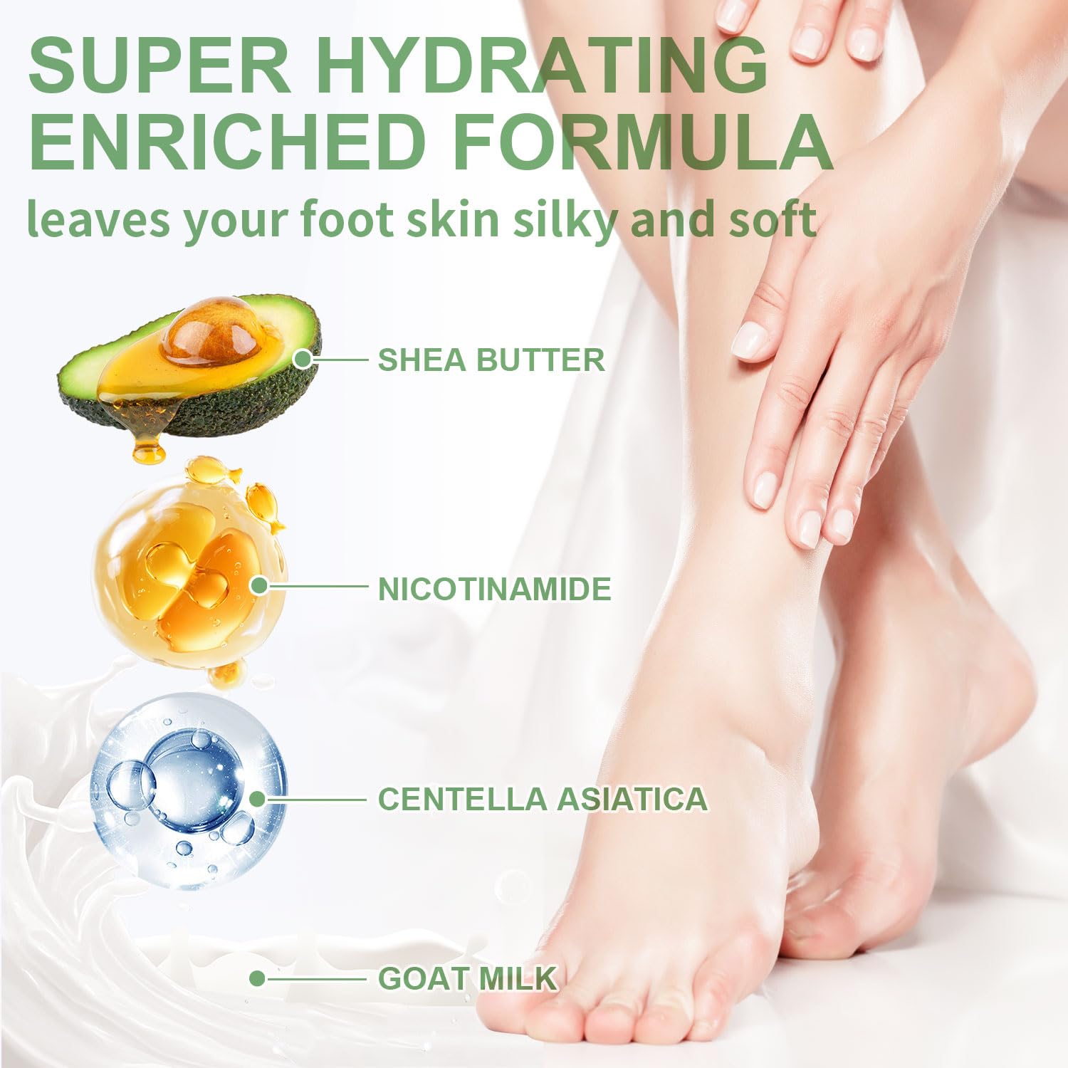 Moisturizing Foot Mask with Shea Butter and Goat Milk, Hydrating Foot Masks for Dry Cracked Feet, Dry Skin Moisturizer for Soft and Smooth Touch Feet - Men Women - 5 Pairs-Velvo Beauty