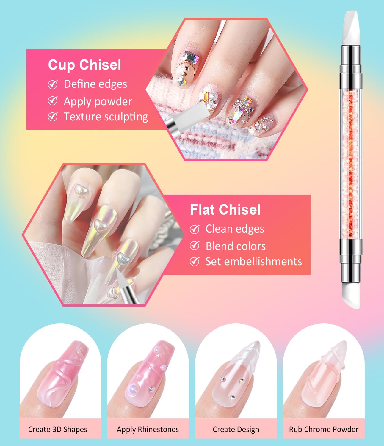 Gold Chrome Nail Powder BISHENGYF -【Fairy Effect】Pink Chrome Nail Powder White Pearl Aurora Mermaid Iridescent Rose Gold Red Nail Chrome Powder Metallic Mirror Glitter Pigment Dust for Nail Art DIY-Velvo Beauty