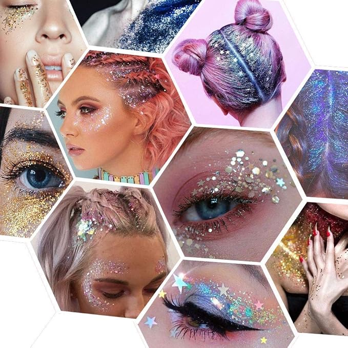 evpct 15 Color Shimmer Glitter Sparkle Glittery Eyeshadow Makeup Palette Pallet Glitter for Girl Pink Silver Red Rose Green Sparkling Sparkly Glitter Gel Pigment Eyeshadow Face Paint Makeup Palette-Velvo Beauty