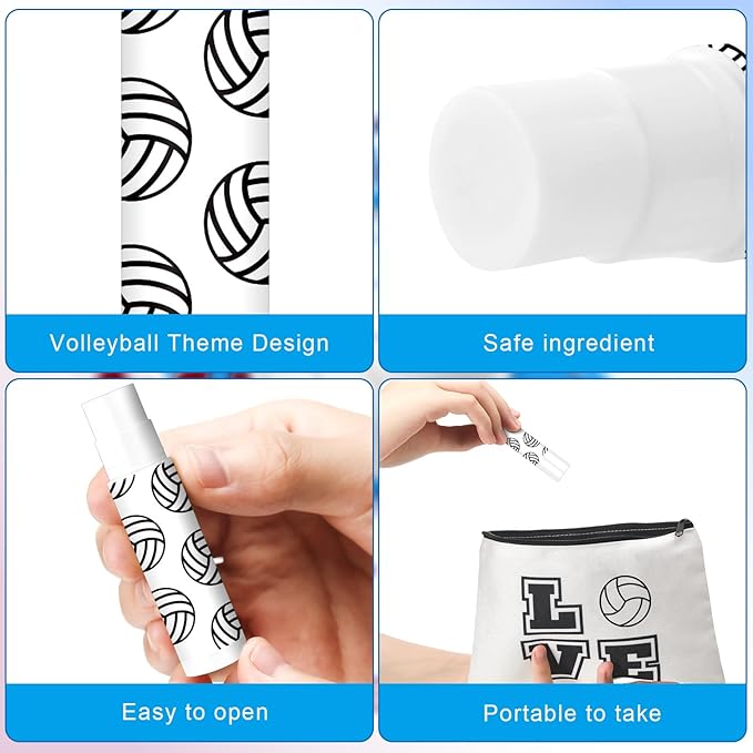Demissle 24 Pcs Sports Team Gifts Sports Lip Balm Sports Party Favors Sports Theme Lipstick for Team Gifts(Volleyball)-Velvo Beauty