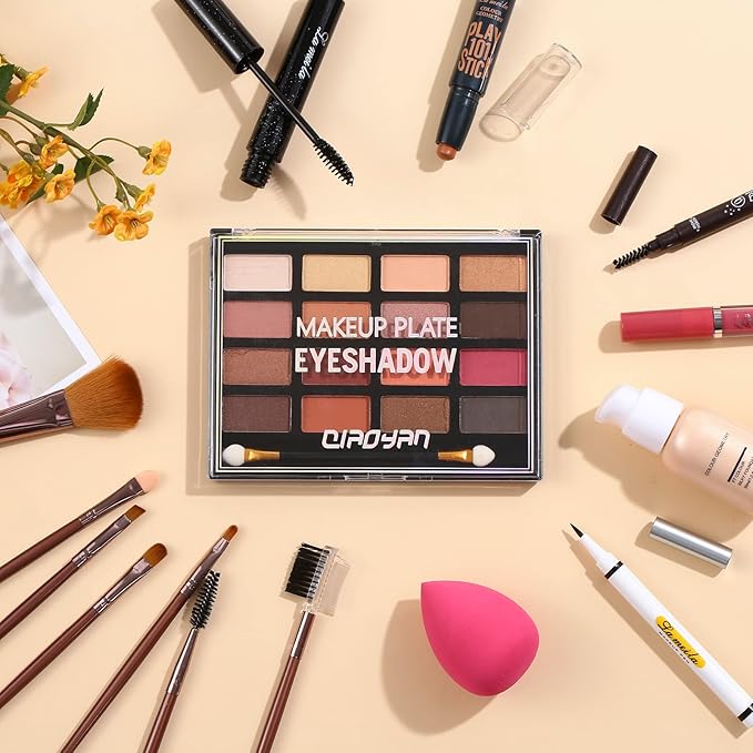 All in One Makeup Kit For Women Girls Teens Makeup set 16 Colors Eyeshadow Palette Foundation Eyeliner Contouring Stick Lip Gloss Eyebrow Mascara Makeup Brushes Makeup Gift Sets-Velvo Beauty