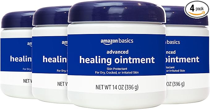 Amazon Basics Healing Ointment and Skin Protectant for Dry & Cracked Skin, Fragrance Free, 14 Ounce, 4-Pack (Previously Solimo)-Velvo Beauty