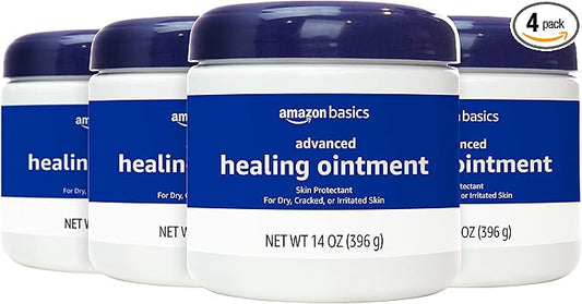 Amazon Basics Healing Ointment and Skin Protectant for Dry & Cracked Skin, Fragrance Free, 14 Ounce, 4-Pack (Previously Solimo)-Velvo Beauty