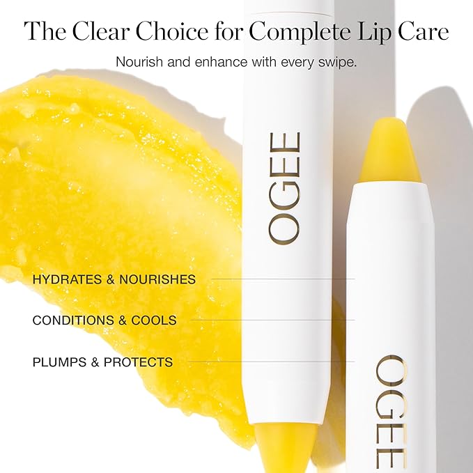 Ogee Sculpted Lip Oil - Lip Stain Made with 100% Organic Coconut Oil, Jojoba Oil, and Vitamin E - Best as Lip Balm or Overnight Lip Treatment - CLEAR-Velvo Beauty