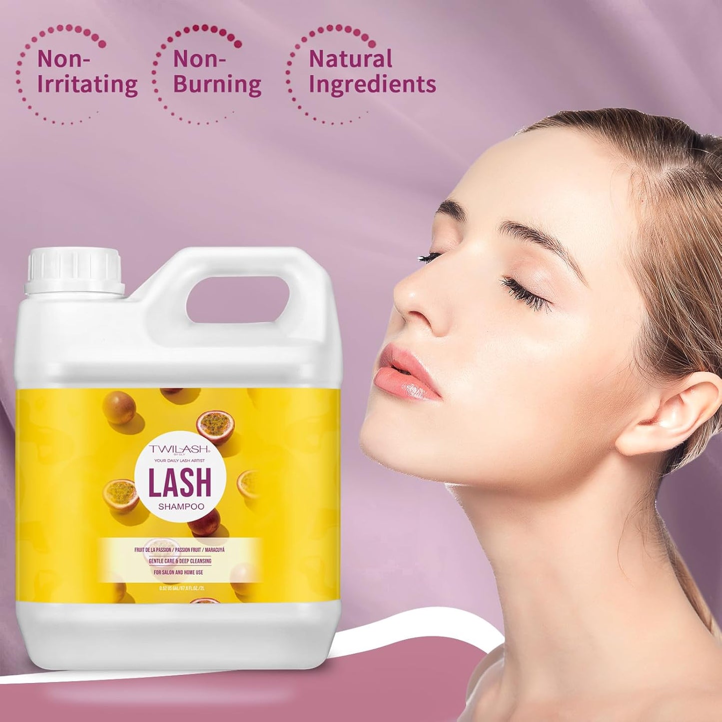 Lash Shampoo Bulk, Eyelash Cleanser for Extensions 2 Liters, Non-irritating or Burning Eyelid Foaming Cleanser for Professional Salon and Home Use (Passion Fruit-2L)-Velvo Beauty