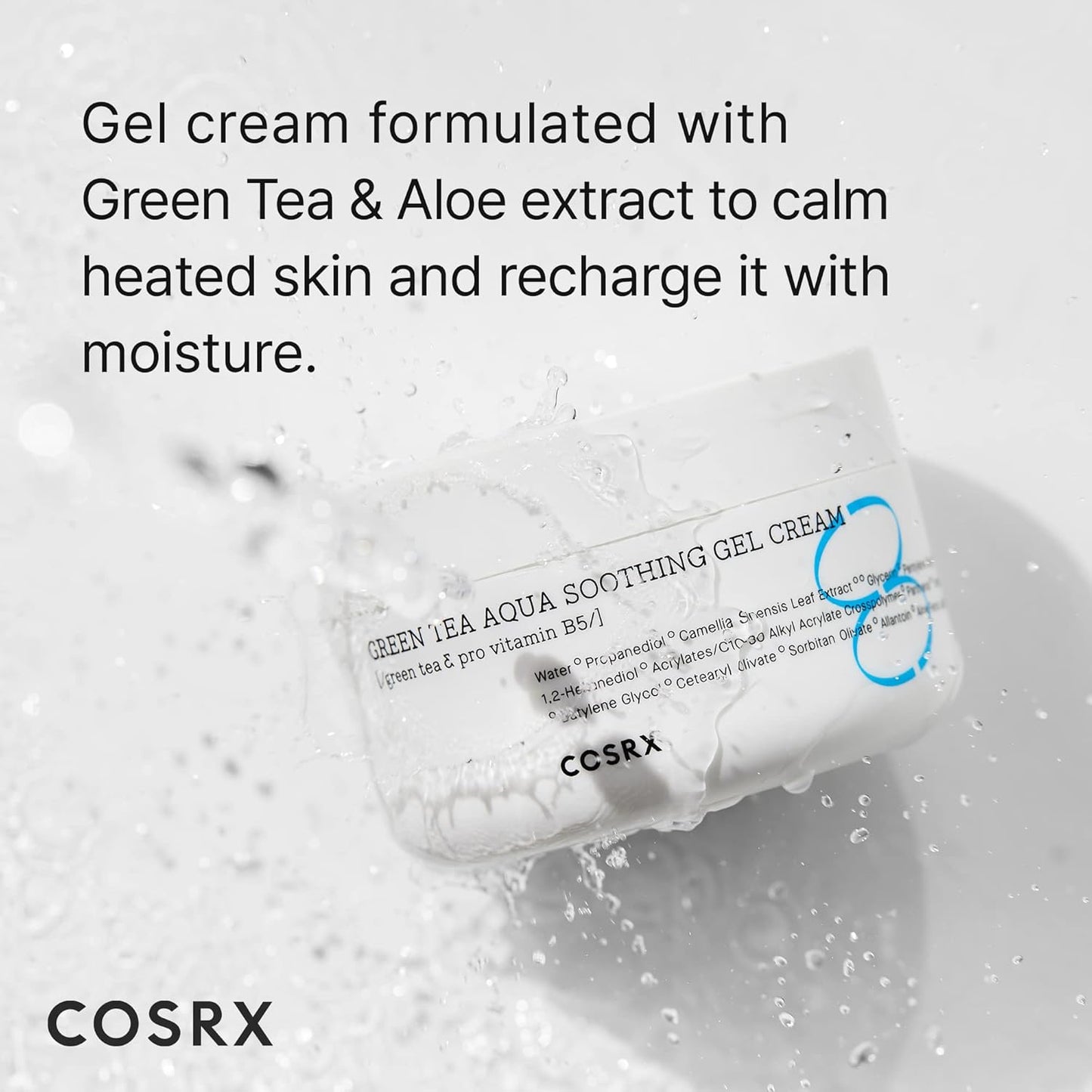 COSRX Hydrium Green Tea Aqua Soothing Gel Cream, 1.69 fl.oz / 50ml | Lightweight Daily Cream | Camelia, Aloe Gel | Korean Skin Care, No Animal Testing, Paraben Free-Velvo Beauty