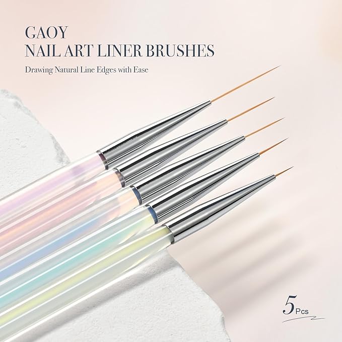 GAOY 5Pcs Nail Art Liner Brushes, Professional Painting Art Pen Set, Nail Design Tools for French Liner, Thin Details and Fine Drawing-Velvo Beauty