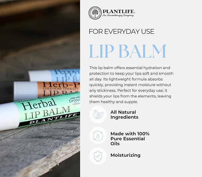 Plantlife Lavender Lip Balm - Organic Lip Balm Made with Beeswax, Calendula & Chamomile to Create the Most Soothing Lip Balm for Chapped Lips - Helps Moisturize Lips & Cuticles - Made in California-Velvo Beauty