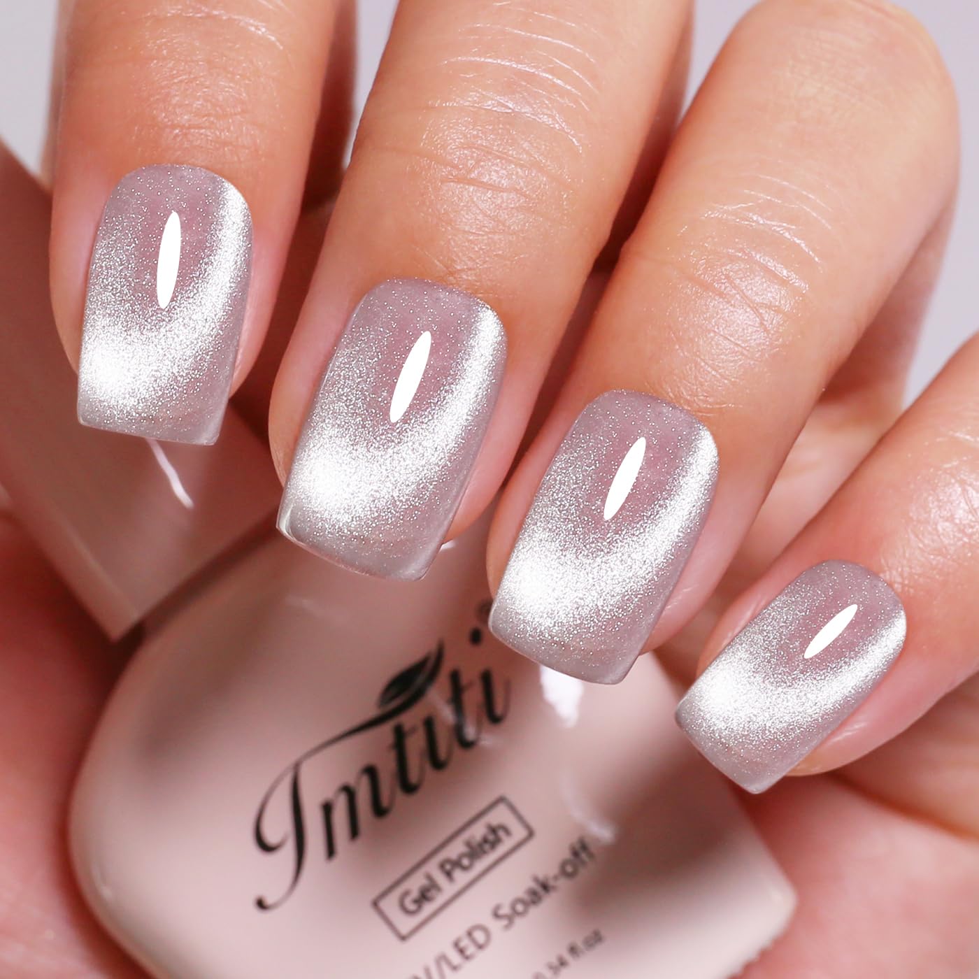 Imtiti Cat Eye Gel Nail Polish, Sliver Holographic Magnetic Crystal Nail Gel Polish With Magnet Glittery Galaxy Spring Summer Kit Soak Off UV Led 10ML-Velvo Beauty