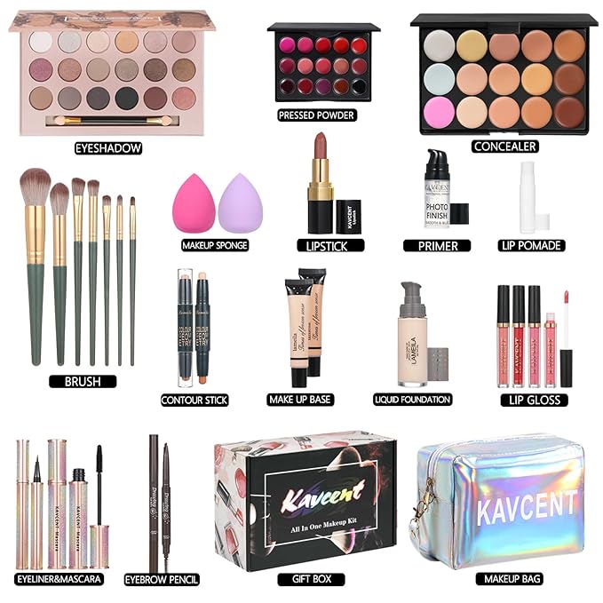 Makeup Sets for Teens Makeup Kit for Women Full Kit Makeup set Makeup Kit Eyeshadow Palette Foundation Mascara Contour Lipgloss Makeup Teenager Gift-Velvo Beauty
