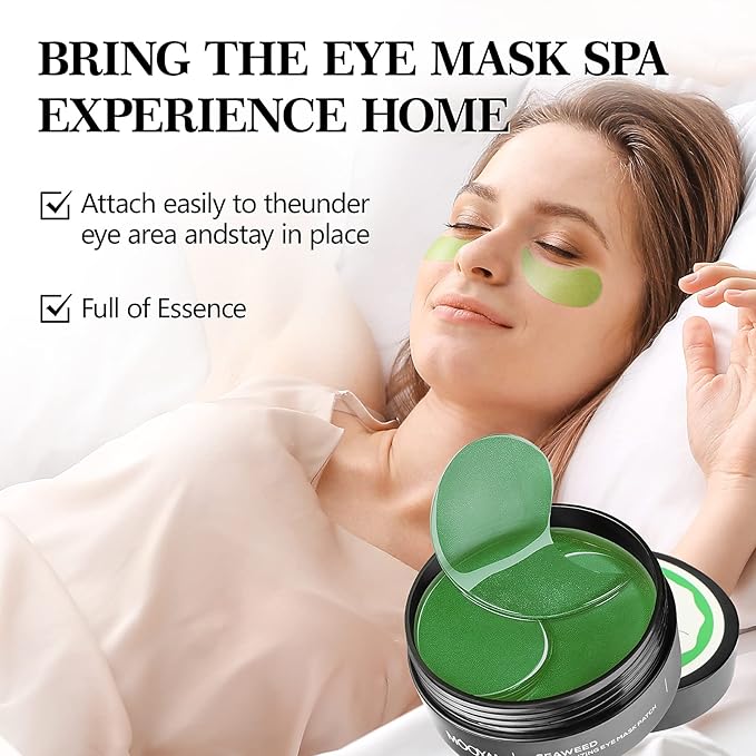 Eye Masks for Dark Circle Puffiness Dry Seaweed Eye Mask Puffy Eyes Undereye Patches Treatment 60 Pieces Collagen Eye Gel Mask Woman Men Hydrating Under Eye Mask Reduce Wrinkle Fine Line Revitalize-Velvo Beauty