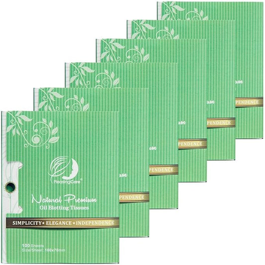 Facial Oil Blotting Paper For Oily Skin, 100 Count, pack of 6 - Natural Green Tea Face Absorbing Sheets, Skin Care and Oil Control Must Have For Both Female and Male-Velvo Beauty