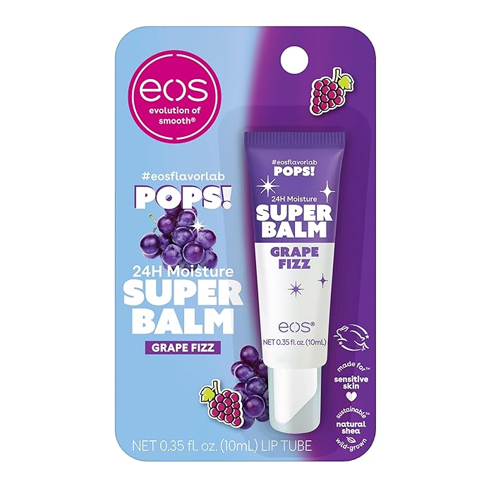 eos 24H Moisture Super Balm- Grape Fizz, Limited-Edition Lip Mask, 0.35 fl oz-Velvo Beauty