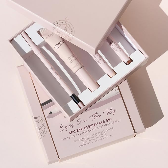 Wander Beauty Eyes on the Fly - 4 Piece Beauty Gift Set - Includes Skyliner, Upgraded Lashes Thickening Mascara, & 2 Wandering Eyes Cream Eyeshadow Sticks - Cruelty Free Natural Beauty Gifts-Velvo Beauty