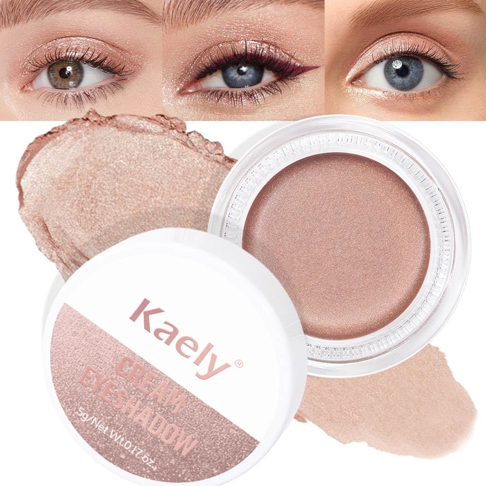 Kaely Single Cream Eyeshadow Pot, Sand Shimmer Eye Shadow for Older Women High Pigmented Waterproof, Natural Eyeshadow Palette Makeup Brightener, sombras en crema para ojos, Blendable, 25-Velvo Beauty