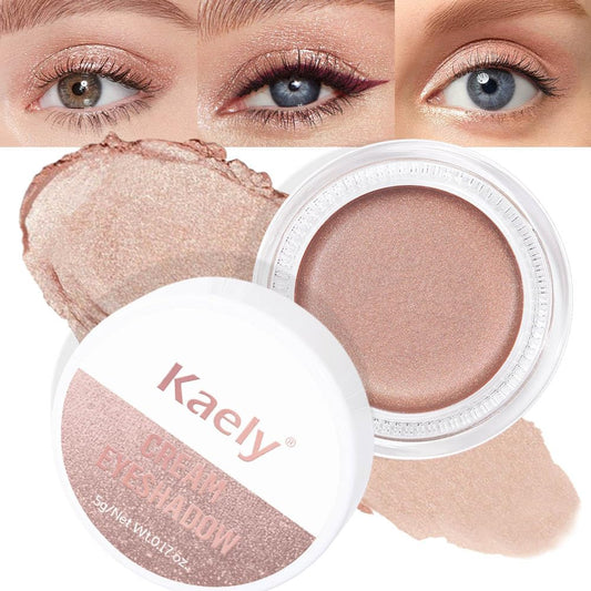 Kaely Single Cream Eyeshadow Pot, Sand Shimmer Eye Shadow for Older Women High Pigmented Waterproof, Natural Eyeshadow Palette Makeup Brightener, sombras en crema para ojos, Blendable, 25-Velvo Beauty