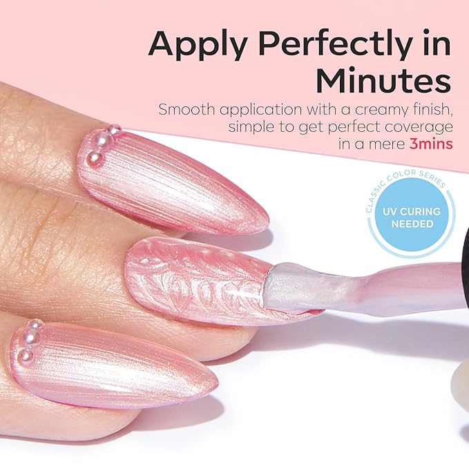 modelones Pearl Gel Nail Polish, 6 Colors Shimmer Glitter Iridescent White Nude Blue Pink Mermaid Nail Drawing Soak Off Gel Polish Swirl Shell Thread Effect Gift DIY at Home with Dotting Pen-Velvo Beauty