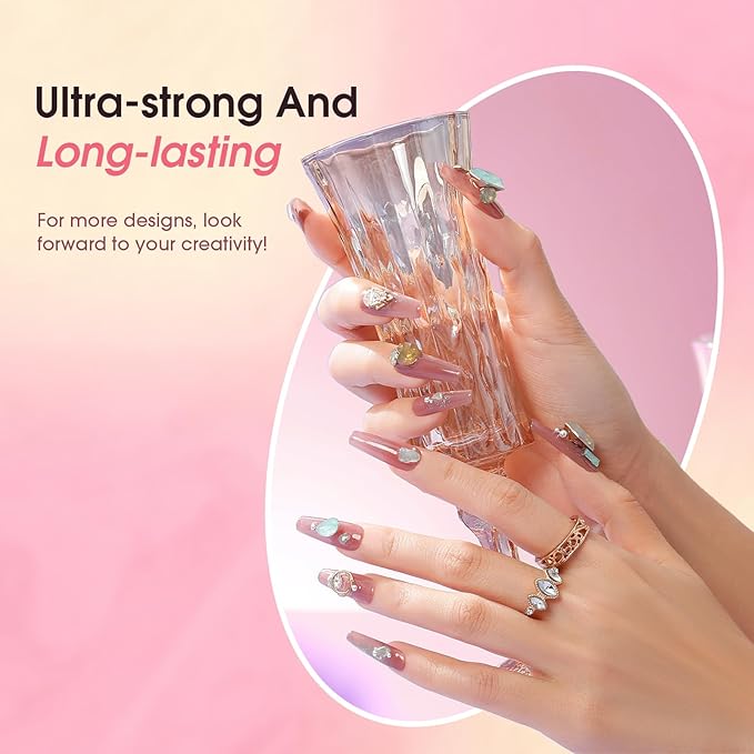 ROSALIND Poly Nail Gel Kit -8 Colors + White Brown Accessories Clear Nude Poly Nails Gel Starter Kit With Slip Solution Nude Pink Extensions Set with Mini UV Lamp-Velvo Beauty