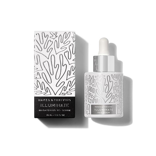 Naked & Thriving Illuminate BC+ Face Serum | Hyaluronic Acid, Vitamin C, Bakuchiol | Organic, Vegan, & Naturally-Derived Skin Care | For Mature Skin, Visible Spots and Wrinkles (1.0 fl oz/30 mL)-Velvo Beauty