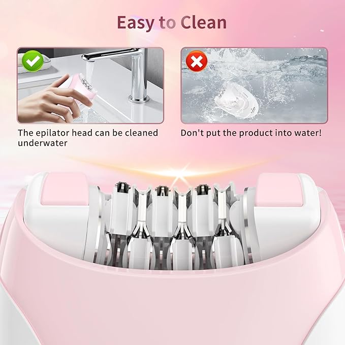 Smooth Glide Epilators Hair Removal for Women, 2 Speed Hair Removal Device with LED Light, Portable Rechargeable Face Epilator, Epilator for Women Face, Bikini, Arm, Legs, Armpits-Velvo Beauty