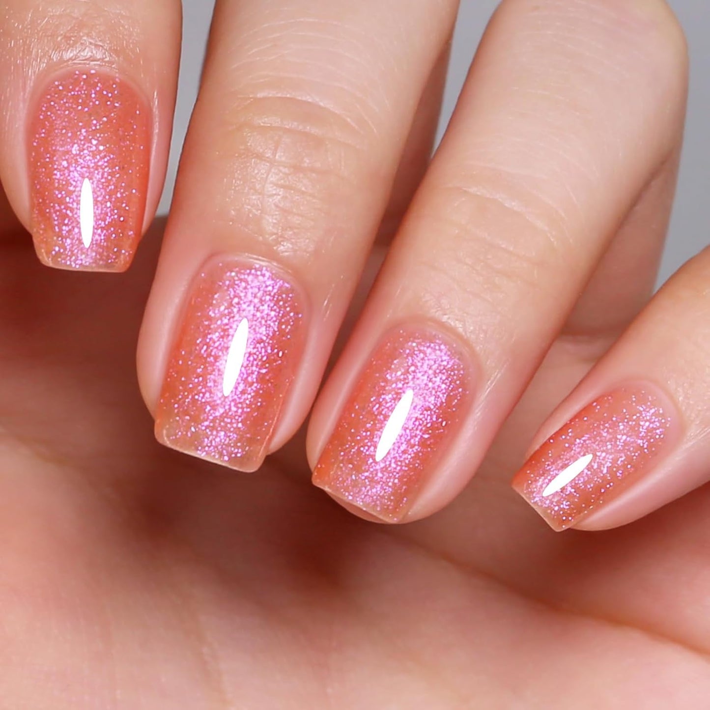 Imtiti Glitter Gel Nail Polish, Coral Iridescent Glitter Gel Polish Diamond Shimmer Sparkle Soak Off UV LED Nail Gel Polish spring summer Manicure 10ML-Velvo Beauty