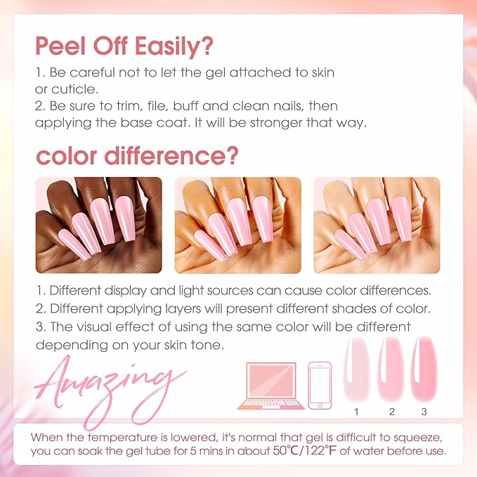 ROSALIND 8PCS Poly Nail Gel Kit with Mini Nail Lamp Clear Nude Purple Brown Poly Extension Gel Kit Mini Starter Kit-Velvo Beauty