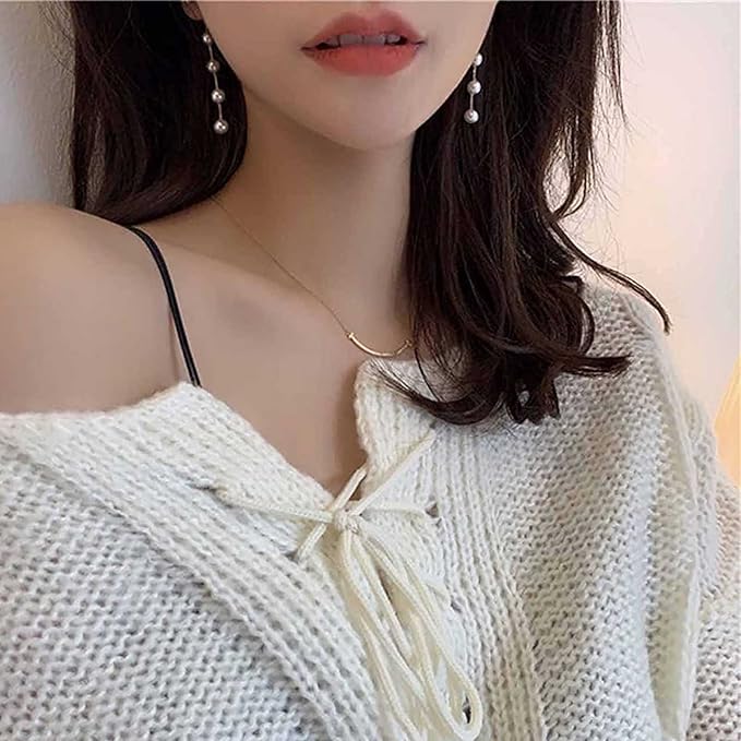 Boho Pearl Dangle Earrings Gold Pearl Drop Stud Earrings Long Pearl Tassel Earrings Vintage Pearl Linear Earrings Jewelry for Women and Girls-Velvo Beauty