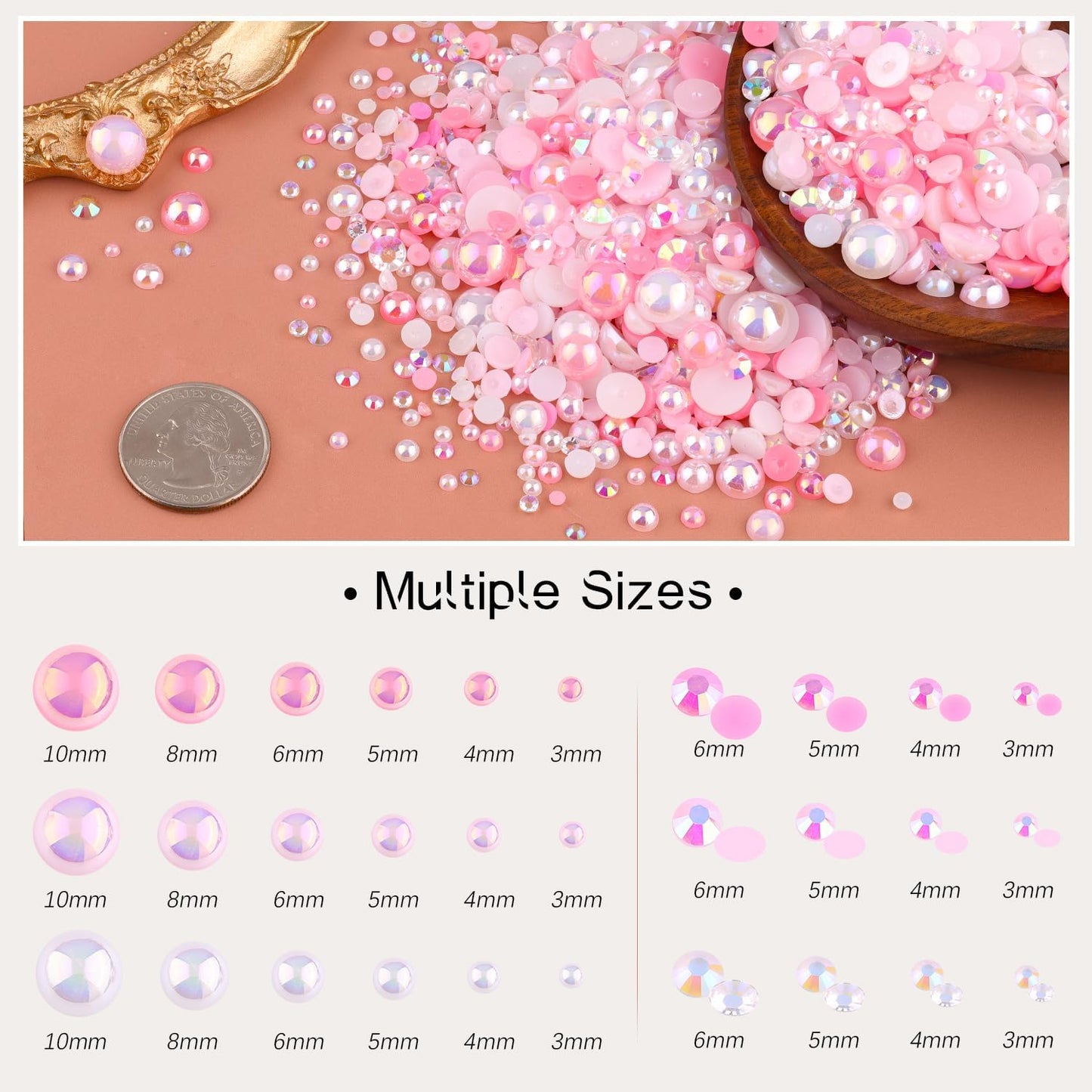 80g Flatback Pearls and Rhinestones for Crafting, Pink White 3-10mm Resin Rhinestones and Half Pearls for Bedazzling, Nail Art and Dec with 3pcs 10ml B7000 Jewelry Glue, Tweezer and Pickup Pencil-Velvo Beauty
