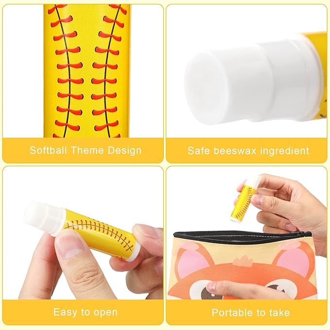 Demissle 40 Pcs Softball Lip Balm, Softball Lipstick, Organic Jasmine Taste Moisturizing Lip Balm, Softball Gifts for Women, Girl, Team-Velvo Beauty