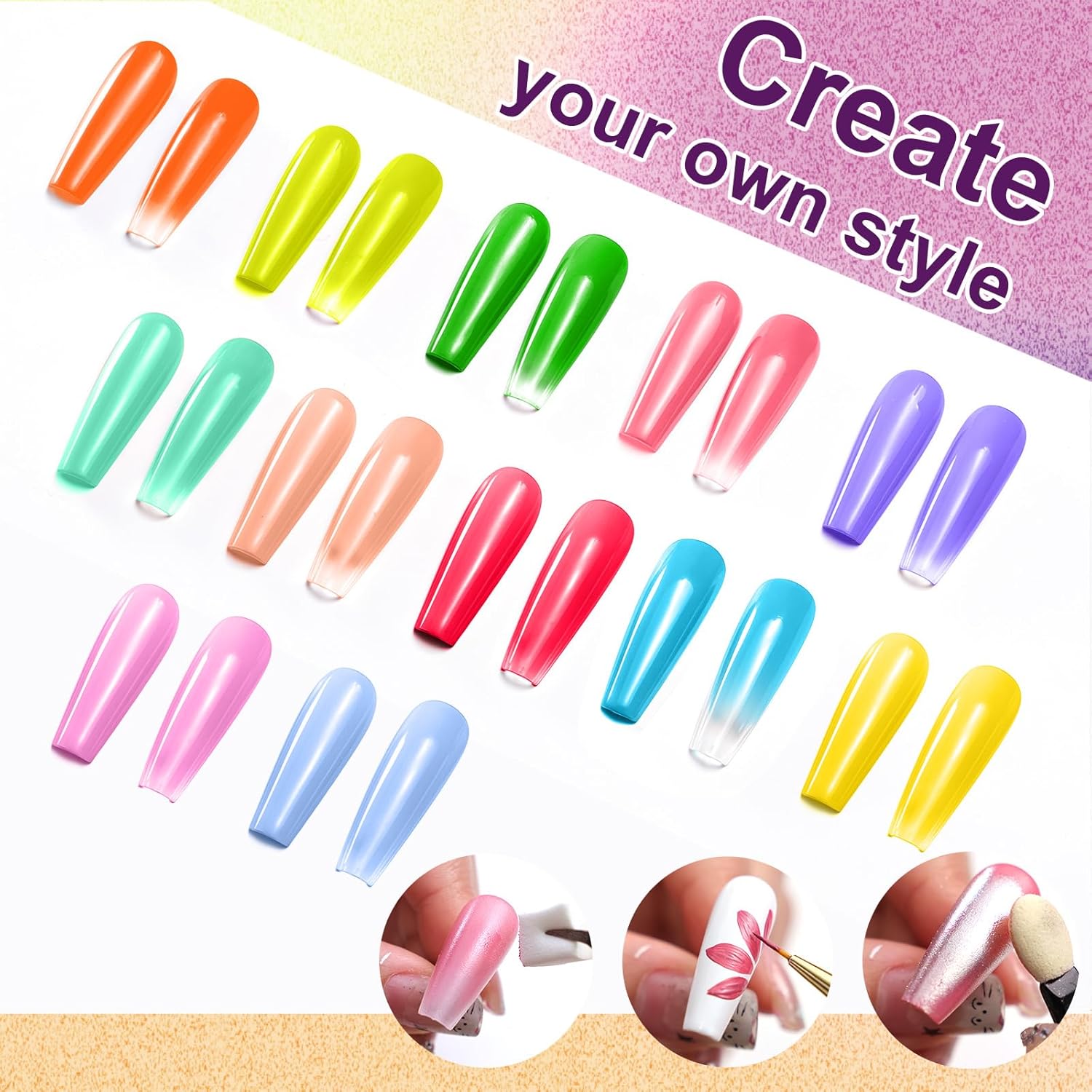 Gradient Painting Gel, 12 Colors Ombre Gel Nail Polish with 100Pcs Nail Sponges &Tweezers for Pigment Pat Aura Nails French Manicure Soak Off UV Long-lasting Set Palette Chroma Carnival-Velvo Beauty