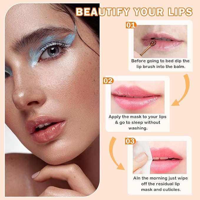 3PCS Bee Lip Balm Honey Pot Honey Watermelon Green Apple Lip Balm Lip Sleeping Mask Moisturizing Hydrating Bee Lip Balm Lip Care Products for All Skin Types (Honey Watermelon Green Apple)-Velvo Beauty