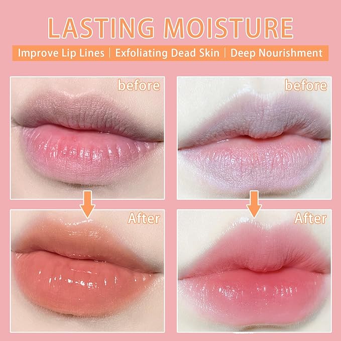 Lip Mask Overnight, Lip Sleeping Mask, lip Mask With Vitamin C, Antioxidants, Improves Dryness, Hydrating &Prevention Dry and Crack Lip Scrubs Exfoliator (peach&grapefruit)-Velvo Beauty