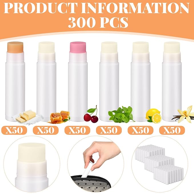 Demissle 300 Pcs Unlabeled Lip Balms Bulk Chapped Stick Blank Mini Lip Balm Gifts Moisturizing Lip Balm Party Favors for Women Homeless Guests Wedding Bridal Shower Baby Shower Favors(Mixed Flavor)-Velvo Beauty