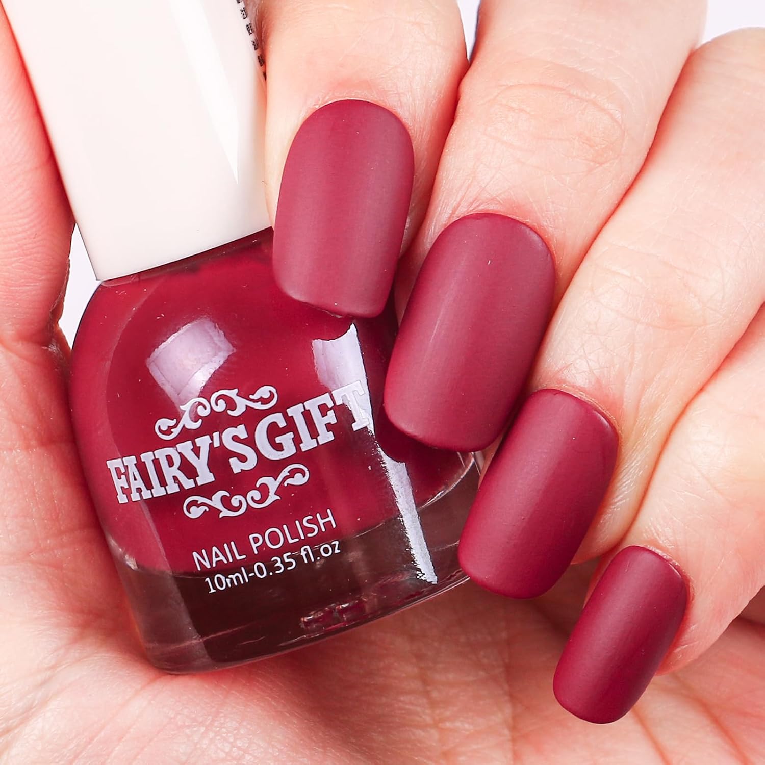 Matte Nail Polish Air Dry Nail Lacquer for Nail Art Varnish, Mist Effect Matte Finish Velvet Nail Polish, 0.35 fl oz (Wine Red-04, 10 ML)-Velvo Beauty