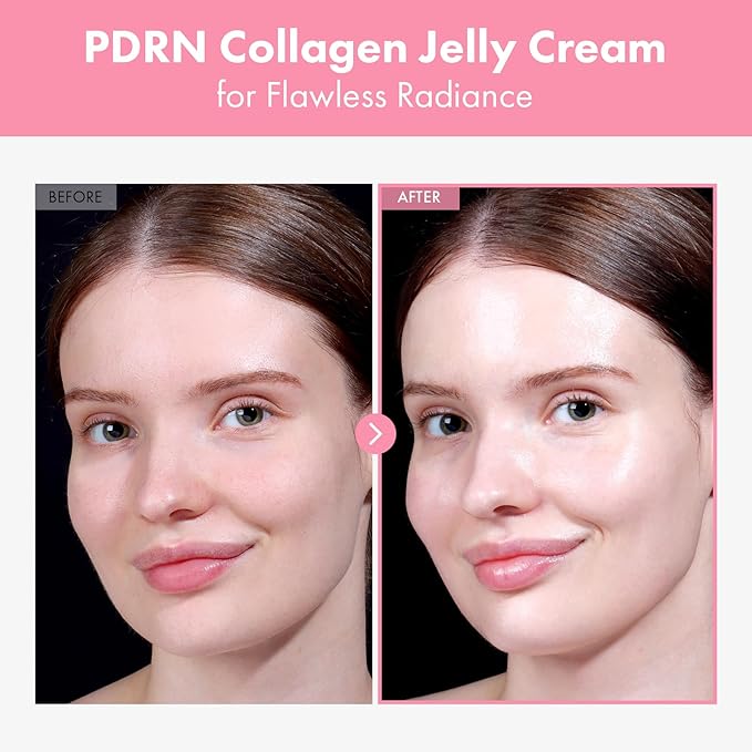 PDRN Collagen Jelly Cream, 5,000ppm Salmon DNA PDRN, Niacinamide, Hydrolyzed Collagen, Glow, Hydrating, Firming, Uneven Skin Tone, No artificial color, Korean Skin Care, 50ml, 1.69 fl.oz.-Velvo Beauty