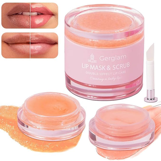 Lip Mask Overnight - Lip Sleeping Mask and Lip Scrub Exfoliator, Scrubber, Moisturizer, Balm and Hydrator for Lip Care, Therapy, Butter, Repair and Treatment for Dry, Cracked Lips-Velvo Beauty