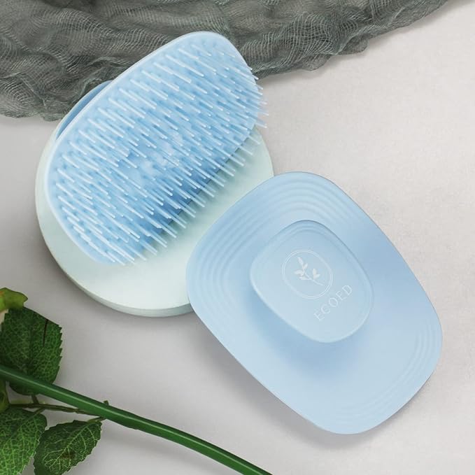 Scalp Massager Shampoo Brush, Scalp Scrubber & Exfoliator for Dandruff Removal, Wet & Dry Dandruff Comb and Detangler for Men and Women, Suitable for Short Medium Hair (Blue)-Velvo Beauty