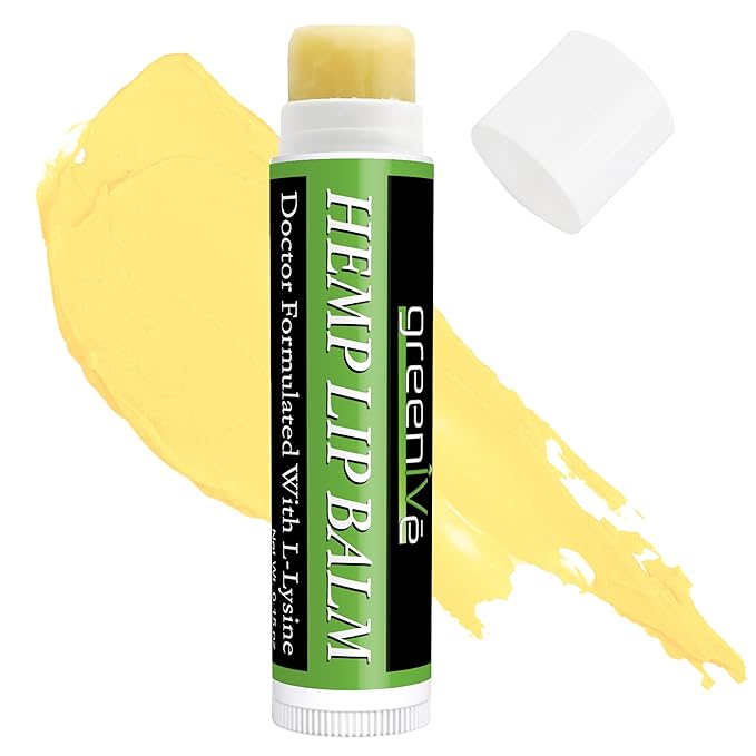 GreenIVe Hemp Lip Balm, Vegan, Omegas 3 & 6, Vitamin E, L-Lysine, Hydrating Handcrafted (1)-Velvo Beauty
