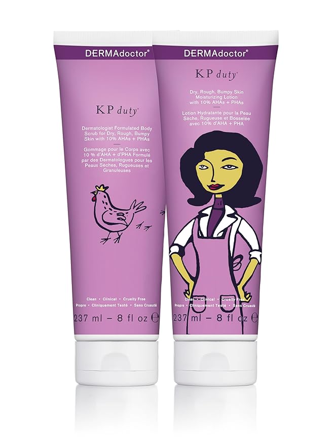DERMAdoctor KP Bump Eraser Body Scrub and Lotion Kit Dermatologist Formulated Exfoliant | Keratosis Pilaris Treatment For Dry And Bumby Skin 10% AHAs + PHAs-Velvo Beauty