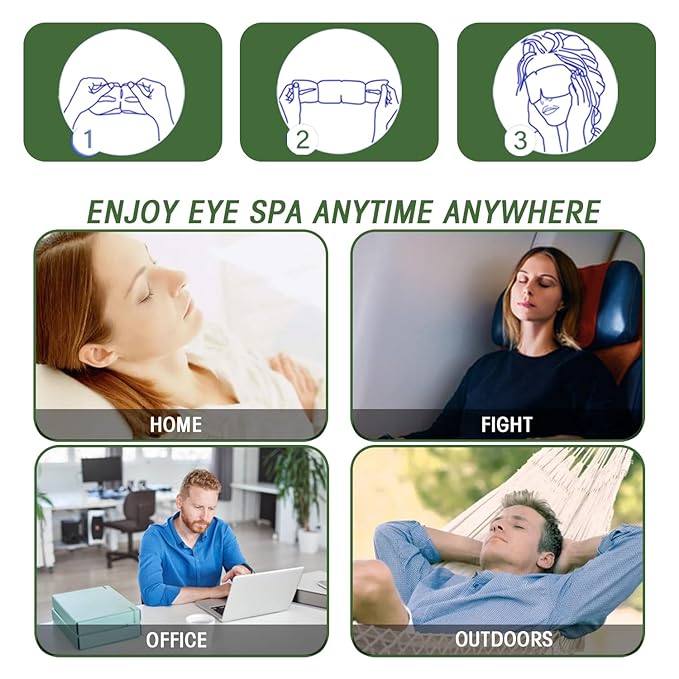 Steam Eye Masks for Dry Eyes, Heated Eye Mask Reduce Puffiness & Dark Circles, Hydrate & Soothe Tired Eyes, Travel Essentials, Business Trip, Party Favors, Green Tea 20 Packs-Velvo Beauty