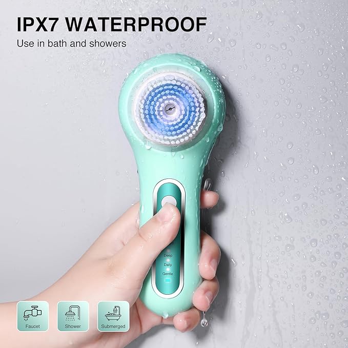Face Scrubber Exfoliator,Facial Cleansing Brush Rechargeable IPX7 Waterproof with 5 Brush Heads,Electric Face Spin Brush for Exfoliating, Massaging and Deep Cleansing-Velvo Beauty
