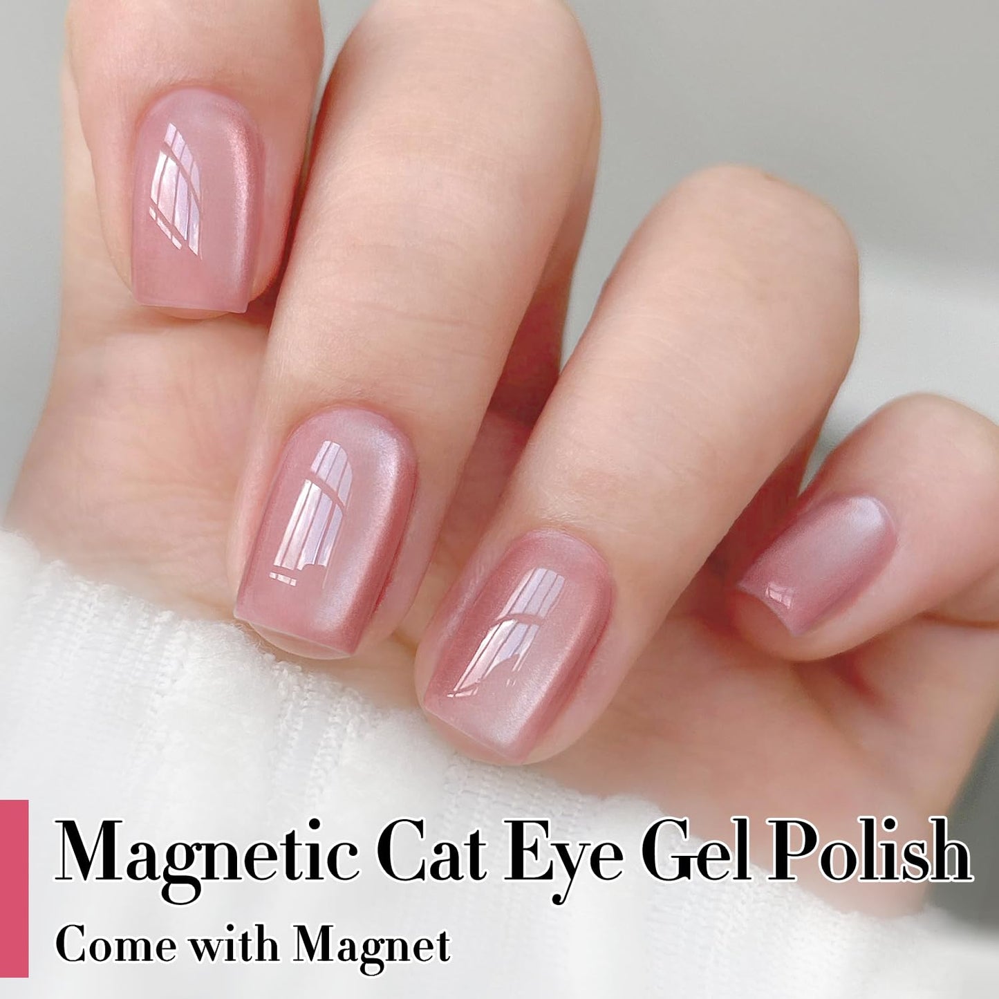 Double Rhythm Jelly Glass Cat Eye Gel Polish with Magnet 15ML Holographic Glitter Shimmer Translucent Sheer Color Magnetic Polish Salon DIY at Home (Jelly Pink Orange-MC1102)-Velvo Beauty