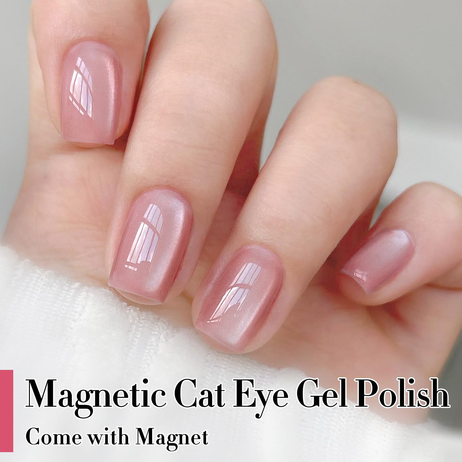 Double Rhythm Jelly Glass Cat Eye Gel Polish with Magnet 15ML Holographic Glitter Shimmer Translucent Sheer Color Magnetic Polish Salon DIY at Home (Jelly Pink Orange-MC1102)-Velvo Beauty