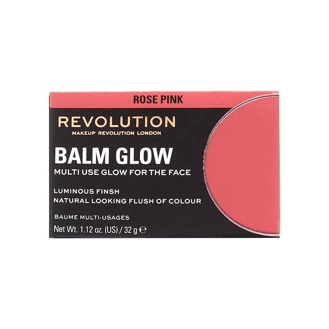 Revolution, Balm Glow, Multi-Use Balm for Cheeks, Eyes & Lips, Buildable Formula, Dewy Finish, Rose Pink, 1.12 Oz.-Velvo Beauty