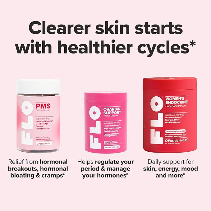 O Positiv FLO Acne Capsules – Reduce Number and Severity of Pimples, Whiteheads, Blackheads, and Pustules on Face, Back, and Body – Colostrum-Derived Lactoferrin, Zinc and Vitamin E – 30 Servings-Velvo Beauty