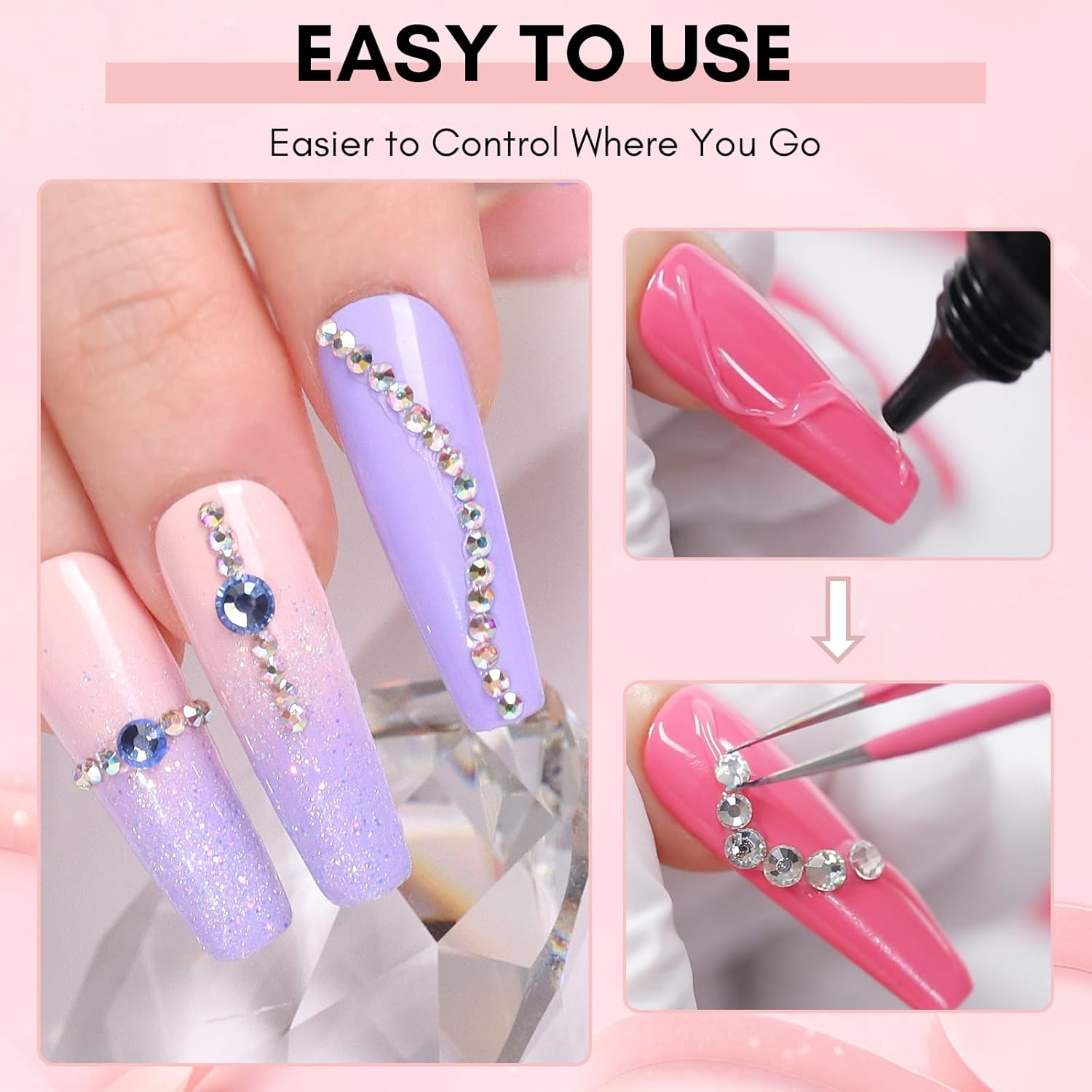 Makartt Nail Rhinestone Glue, Super Strong Gel Nail Glue for Rhinestones, 3D Art Design Charms and Gems, for Jewel Crystal Beads Gems Diamonds, UV/LED Need, Easy Use, 15ML-Velvo Beauty