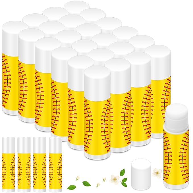 Demissle 24 Pcs Sports Team Gifts Sports Lip Balm Sports Party Favors Sports Theme Lipstick for Team Gifts(Softball)-Velvo Beauty