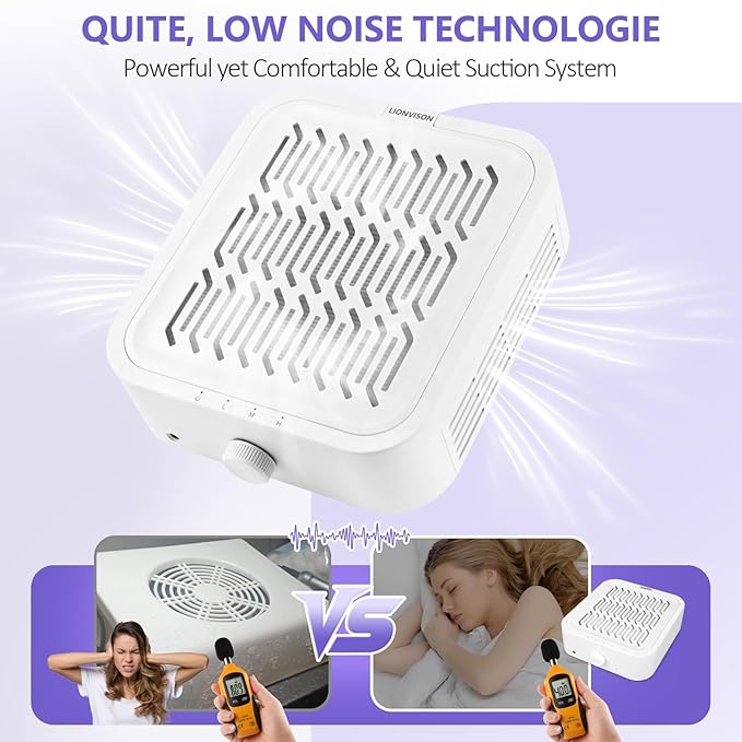 LIONVISON Nail Dust Collector for Salons: Vacuum Fan Dust Suction Machine for Beginners DIY - Manicure Pedicure Tool with Reusable Filter for Home-Velvo Beauty